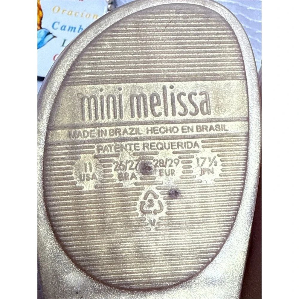 (B) Mini Melissa Toddler Girl's Beauty & Beast Rose Gold Mary jane Shoes Size 11